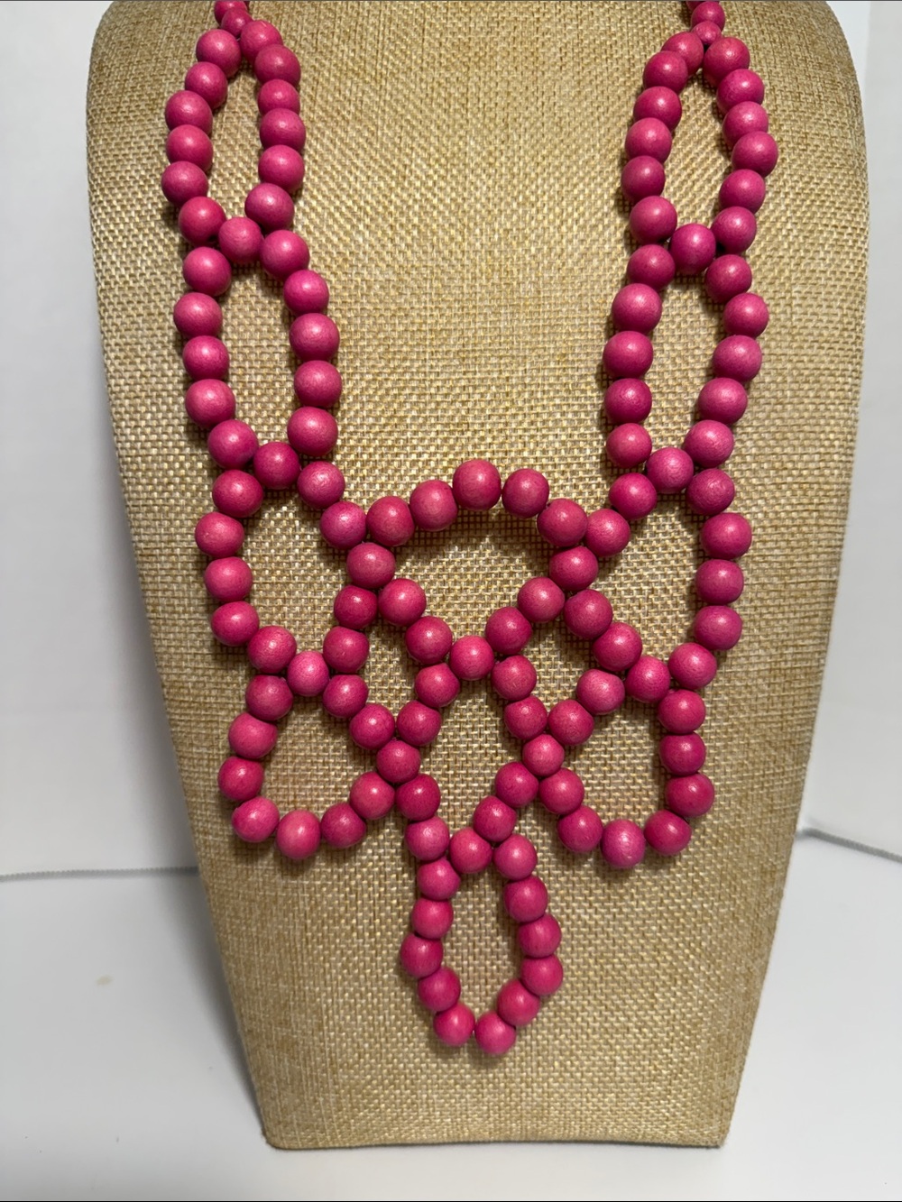 Bold Pink Beaded Necklace - Picture 3 of 7